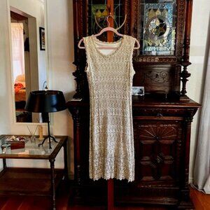 Gold Lined Crochet Dress